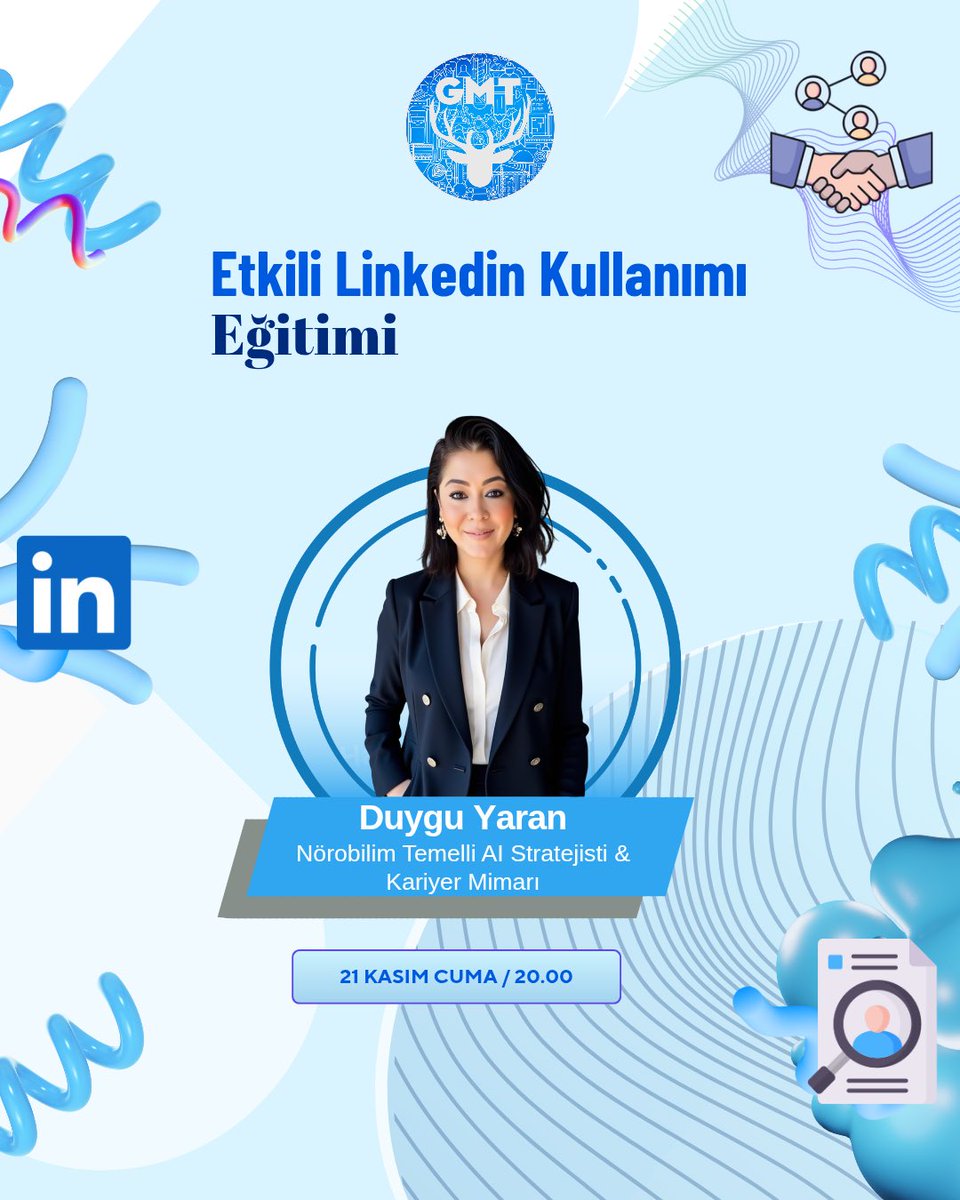 Genç Mühendisler Topluluğu eğitimlerine devam ediyor! ✨

“Etkili LinkedIn Kullanımı” eğitimimizle karşınızdayız. 💼💙

Detaylı bilgi için @gmthacettepe instagram hesabımızı ziyaret edebilirsiniz.