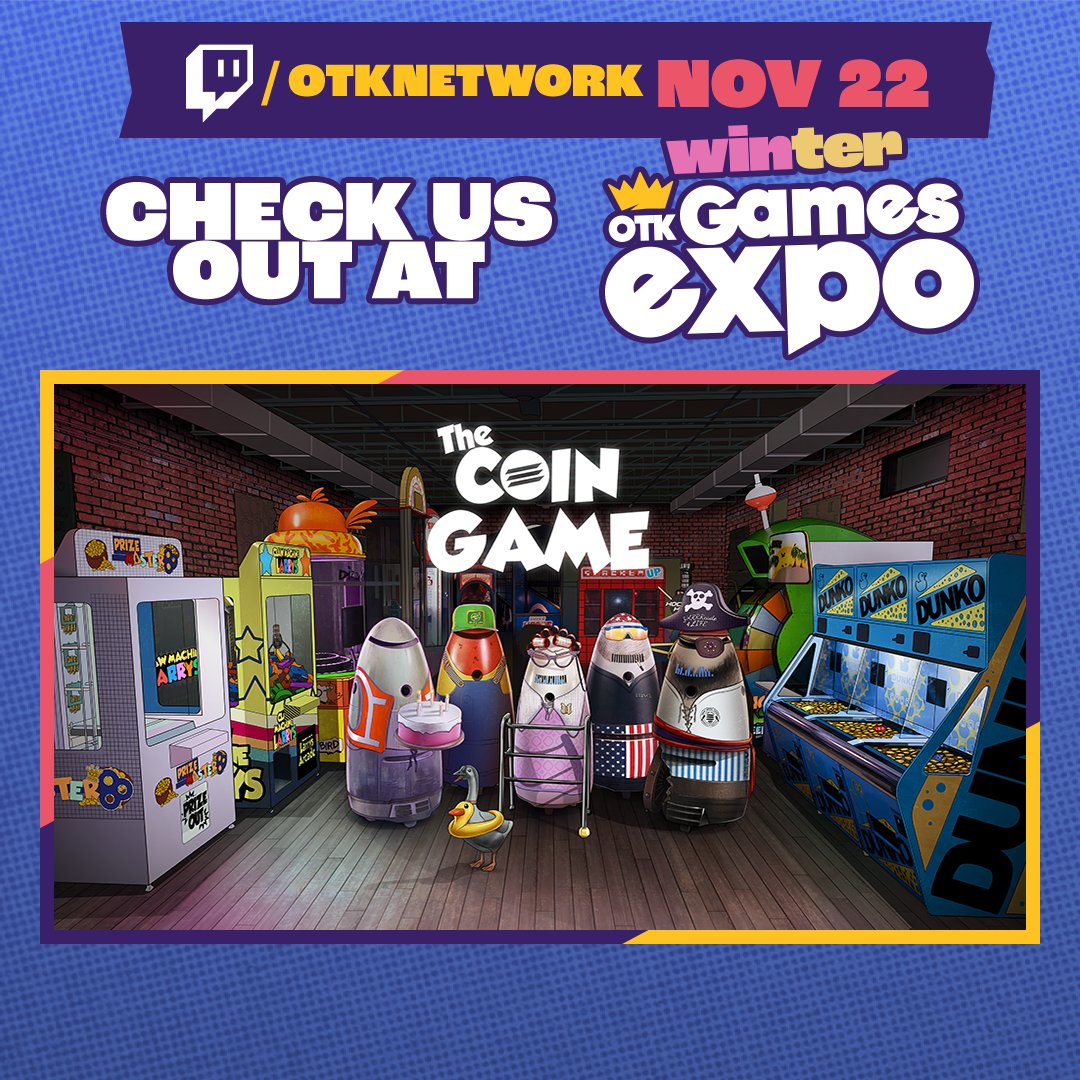 We apologise for interrupting very important arcade time, but we have some pretty cool news…

👾 The Coin Game will be featured in this year’s @OTKGamesExpo, showing on November 22nd! 👾

Learn more here: bit.ly/4qYtK0T

#TheCoinGame🕹️
#indiegame #indiedev #OTKGamesExpo