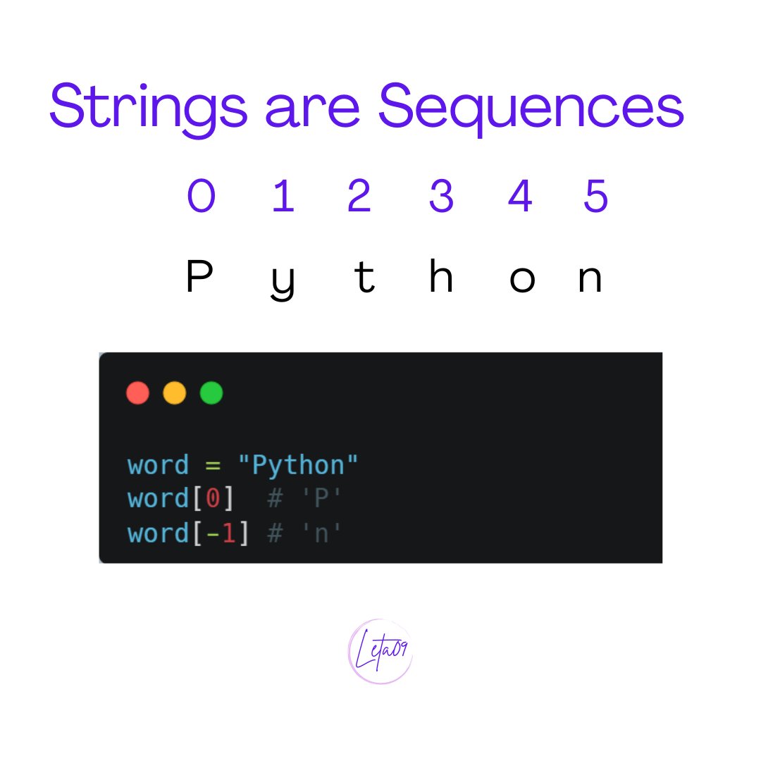 _leta09's tweet image. Unlock the power of Python Strings! 🐍✨ 
From handling data to building apps, mastering strings is key to coding success. 🚀
Swipe through to learn why they matter and how slicing makes your code smarter!
 #CodingTips  #ProgrammingLife #PythonStrings #DevCommunity #Python