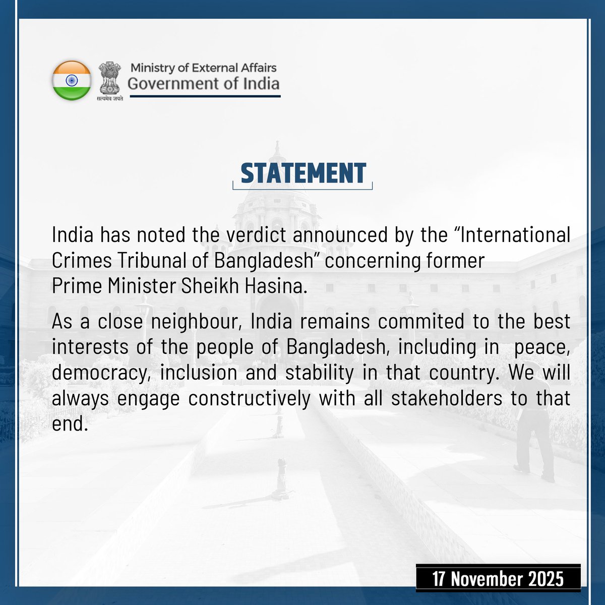 ये Statement कतई सही नहीं हैं..या तो पनाह नहीं देते अब सोंपने की साजिश करने की मंशा हैं तो गलत हैं । 
भारत के 80% मुस्लिम तो वैसे भी मोदीजी की सरकार के खिलाफ हैं और वैसे शेख हसीना को  किसी मुस्लिम देश ने पनाह नहीं तो मोदी पर विश्वास करके भारत की शरण ली थीं।
#बांग्लादेश_शेख_हसीना