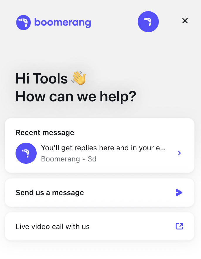 ak2maheshwari's tweet image. We’ve added a new feature inside our Intercom at theboomerang.co that a lot of users have been waiting for. 

If you’re missing certain tools or feeling unsure about how to pull the data you need, you can now start a live video call with our team. 

One click → talk to a…