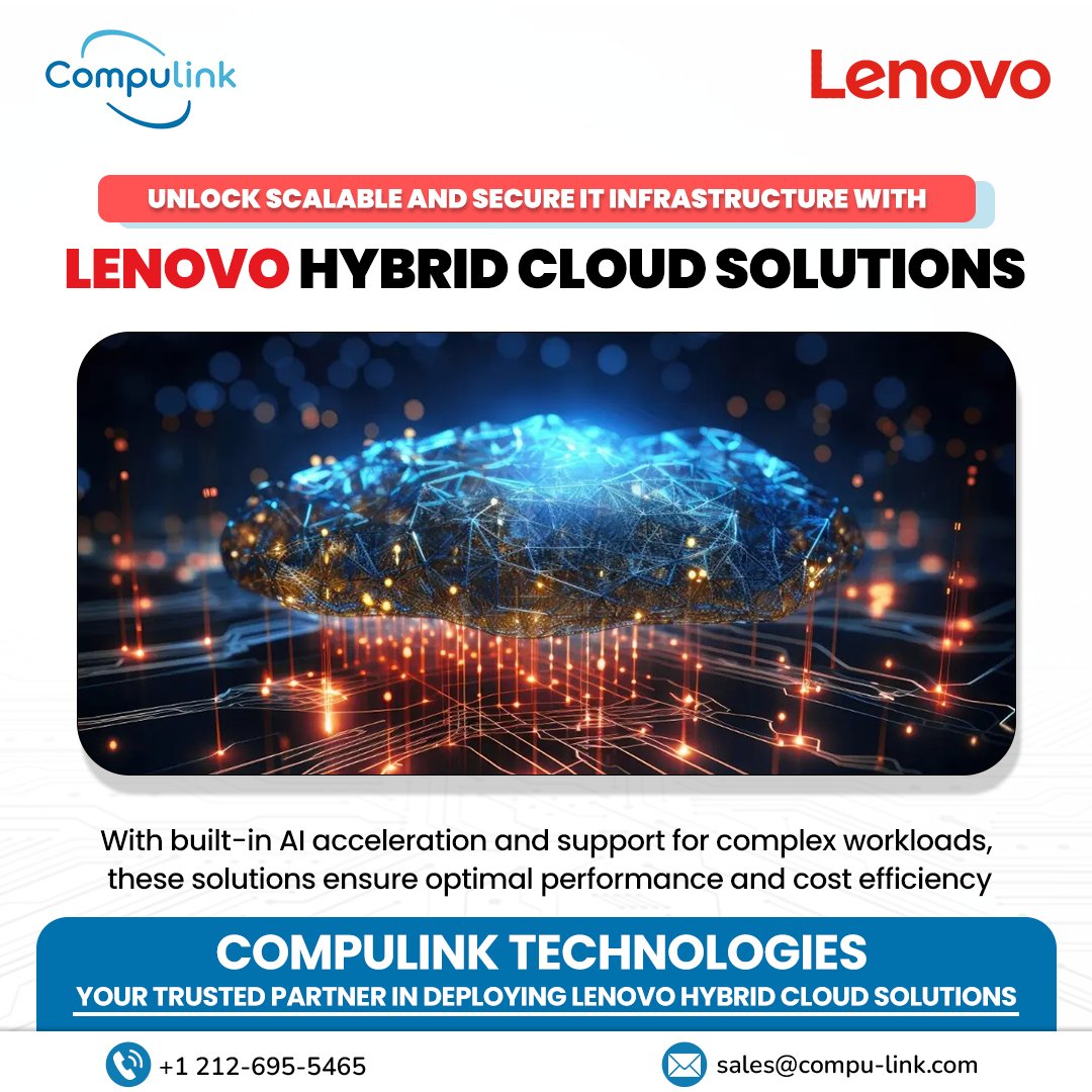 CompulinkTech's tweet image. Elevate your IT strategy with Lenovo Hybrid Cloud, built for smarter automation, powerful security, and smooth scalability that keeps your business moving forward. 

Contact no.- +1 212-695-5465
Email ID: sales@compu-link.com
Website: compu-link.com
.
.
 #USA #Compulink
