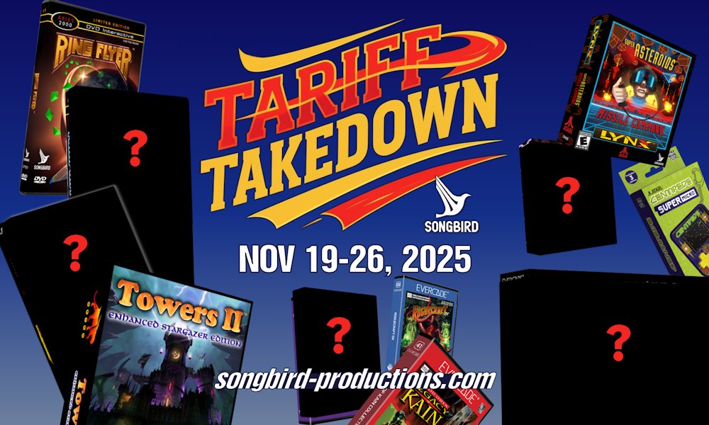 Get ready for Tariff Takedown, our best-ever Black Friday sale! We'll have discounts on games from all our product lines. Coming Nov 19-26 from Songbird.

Be sure to follow and repost! We'll randomly pick one of each on Nov 21 to win a $25 Songbird gift credit.