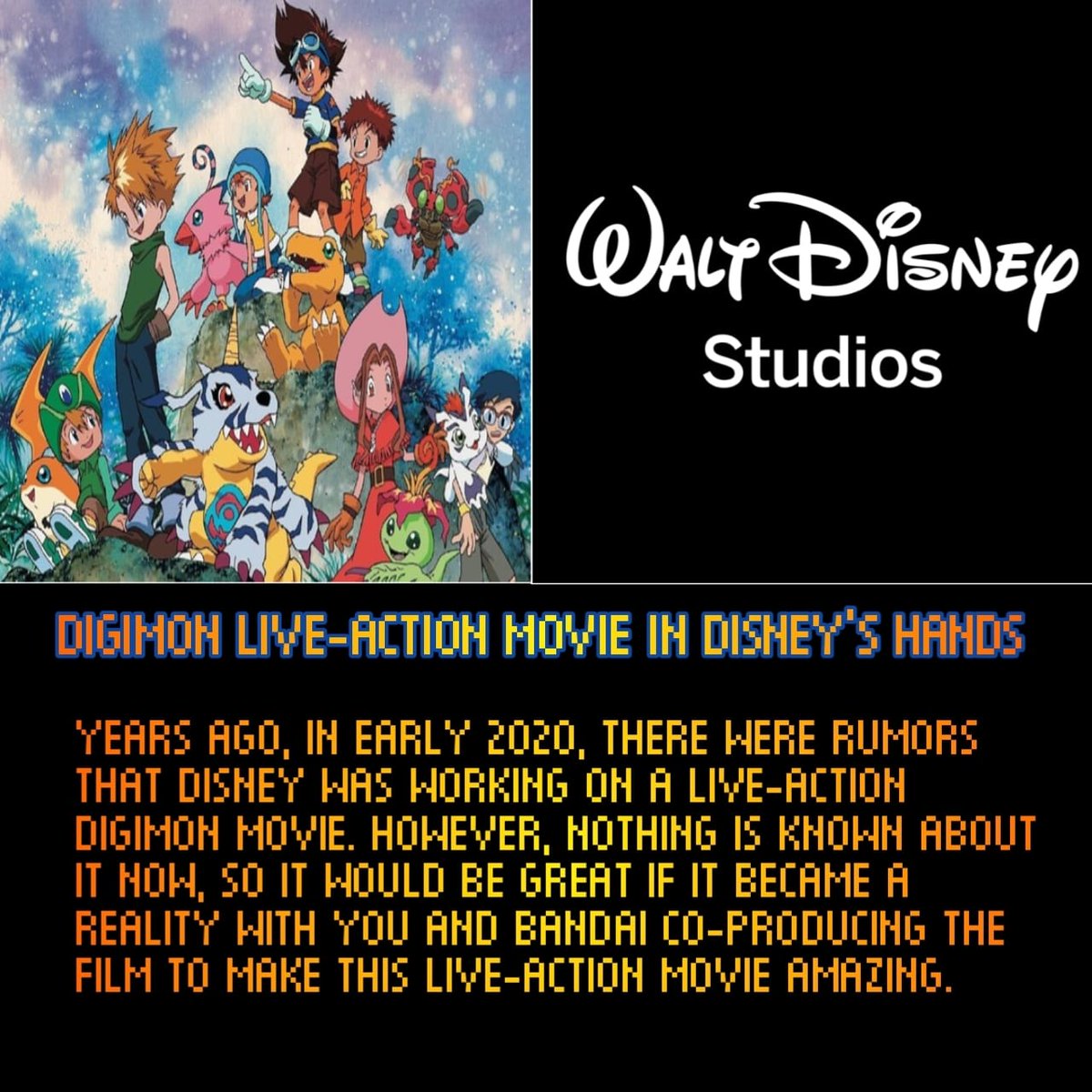 ESTRELLATOON13's tweet image. @ToeiAnimation According to rumors, #Disney has plans for a live-action #Digimon movie It would be great if, should it happen, they supervise the film (as well as co-produce it) #ToeiAnimation
#MichaelBay
#本郷あきよし
#PointGreyPictures
Cast :
#SebastianEugeneHansen
#MichaelCera