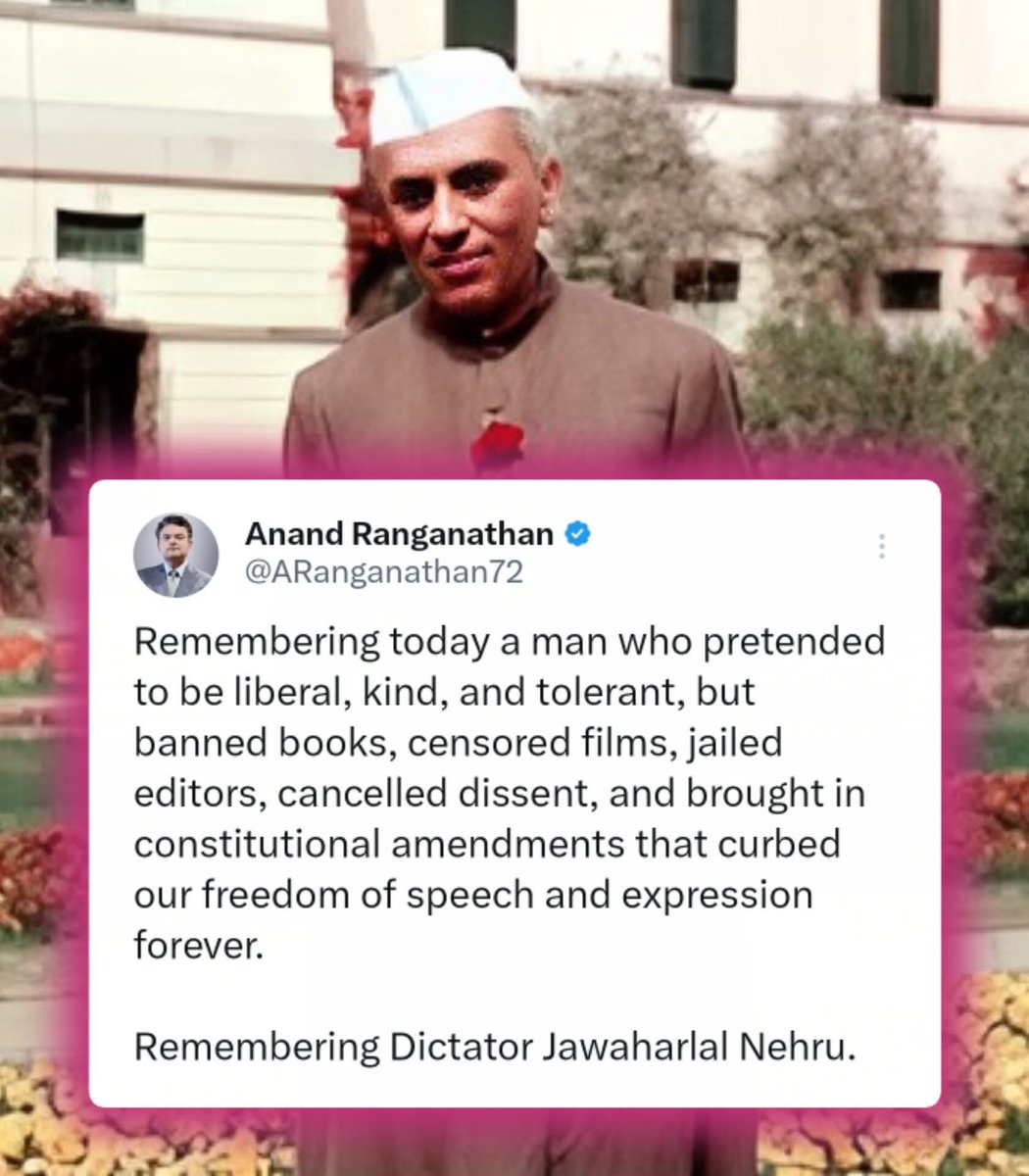 th_anonymouse's tweet image. Dear @ARanganathan72  I adore your low level intellect draped in saffron veil . 

Only in today’s propaganda-ridden India can the man who built Parliament, built IITs, built AIIMS, built our scientific institutions, faced the press daily, held free elections, protected dissent,…