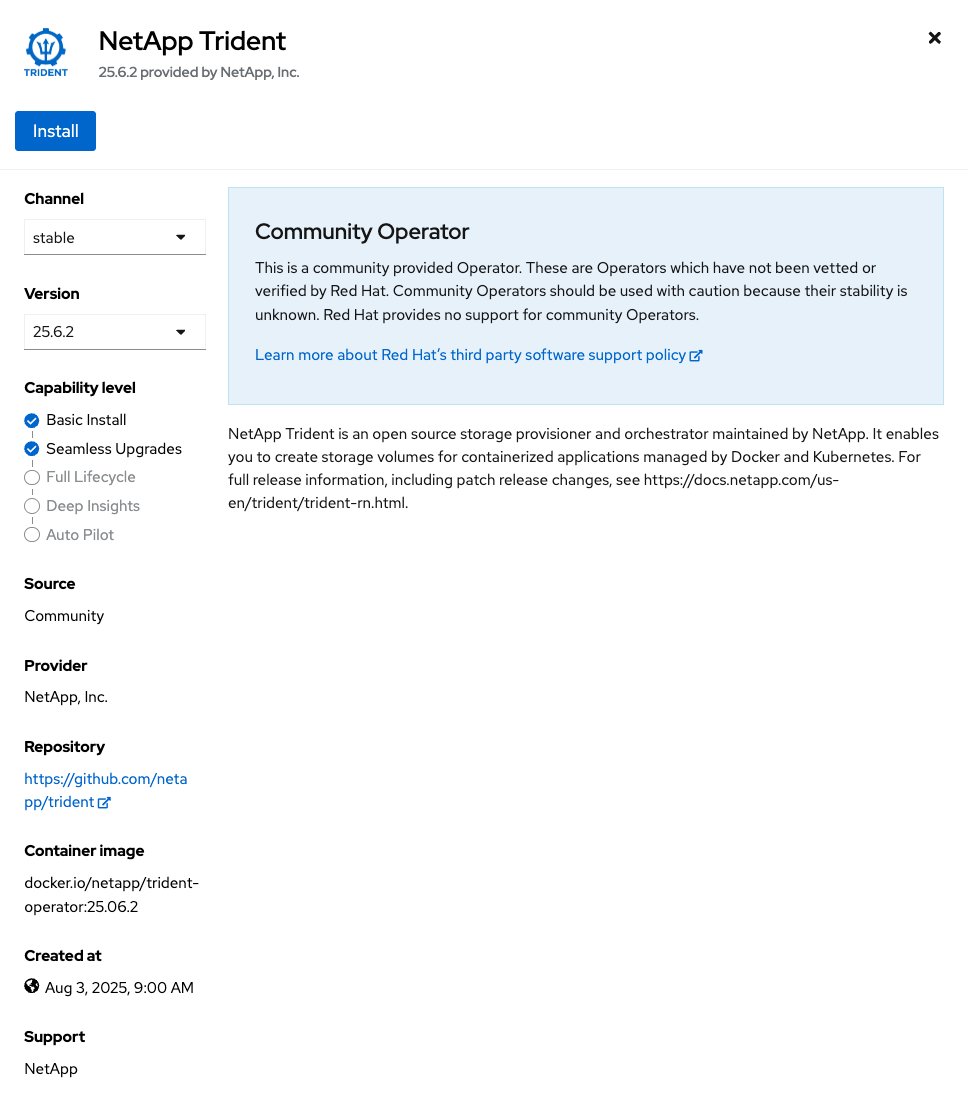 lab8010's tweet image. OpenShift Virtualizationにて、NetApp Tridentを試してみるの巻
CertifiedとCommunityが出てくるのね
ページ比較を載せてみる👀
#RedHat
#OpenShiftVirtualization
#NetApp