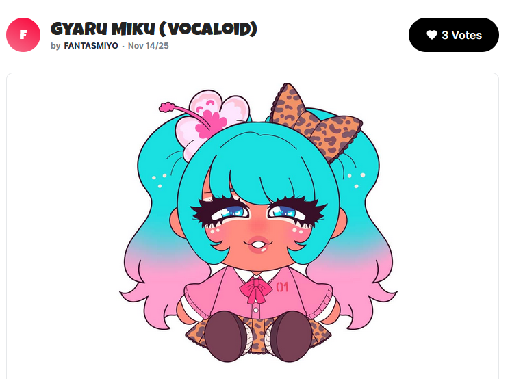 <a href="/strange___aeons/">Teya</a> 15. Gyaru Miku (Vocaloid) plushie! 

[Link to vote below]