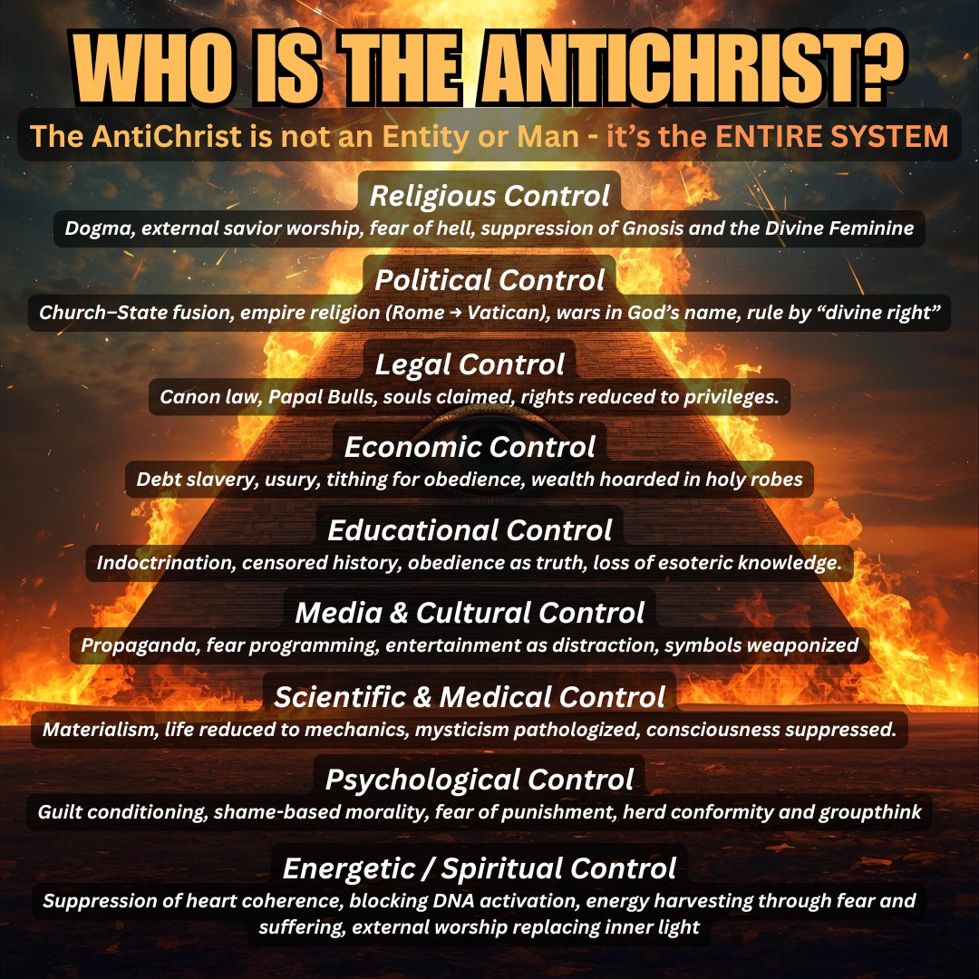 DrMacroBeing's tweet photo. Even those once silent within the church are now beginning to name what many have long seen; the Antichrist system is not a man, but a network - global, totalitarian and built on fear, deception, and control. 

These names are not the root, they are the agents of a system that replaces truth with propaganda, creation with profit, and freedom with engineered dependence. 

Christ did not come to partner with such systems. He came to reveal them, break their chains and call us back to our true inheritance; sovereignty under Our Creator, not under men, not under gold and not under globalist thrones 🔥 #FlippingTables #SilentRebellion #KingdomWithin #CleanseTheTemple