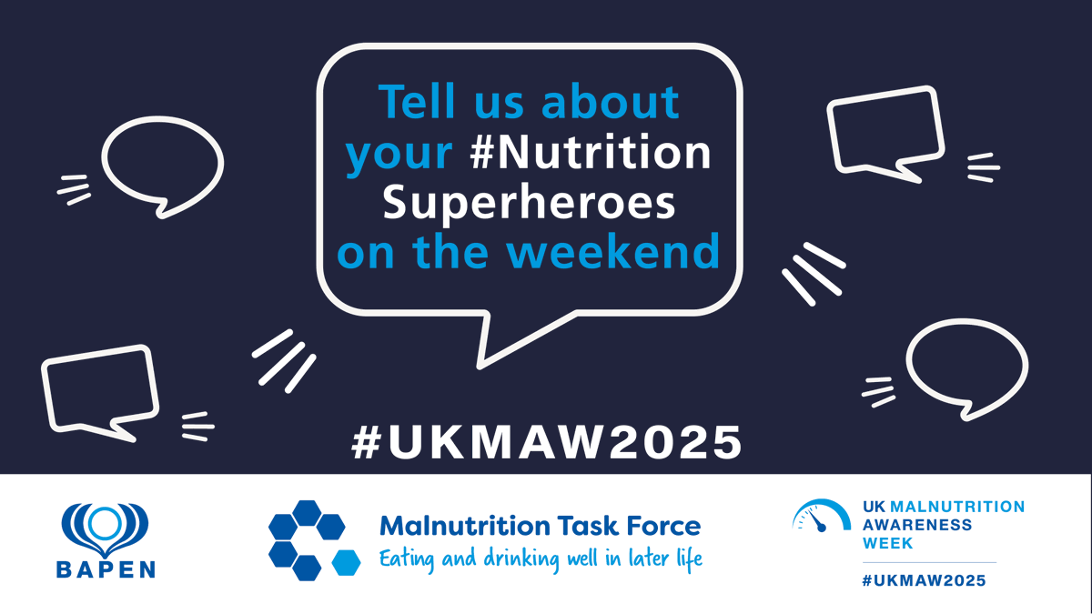 MalnutritionTF's tweet photo. Our final theme for #UKMAW2025 is #NutritionSuperheroes. Who in your team exemplifies the best standard of nutrition care? Or do you know someone inspiring who has struggled with their nutrition or hydration? Use the hashtag to celebrate their efforts - we can't wait to hear! https://t.co/Kf5n9pH5cB