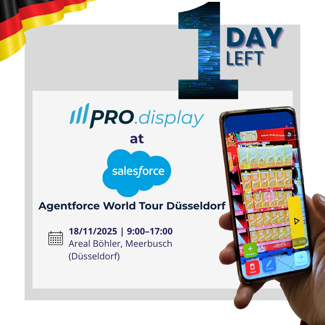 ProbsPL's tweet image. PRO.display in Action - see us tomorrow in Düsseldorf!

Tomorrow, we will join Peak &amp;amp; Peak at the Salesforce Agentforce World Tour Düsseldorf to showcase how technology and AI are transforming the way CPG and retail teams execute their in-store activities.
#PROdisplay