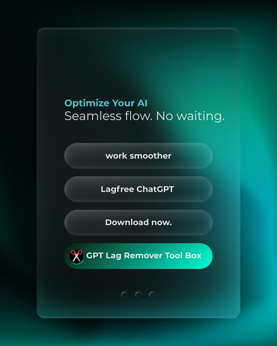 PauliWalnut's tweet image. 💡 Fix lag, save time, and work smoothly. 
⚙️ Built for anyone who depends on ChatGPT daily. 
👉 Download now.

#AIWorkflow #GPTTools #ProductivityBoost