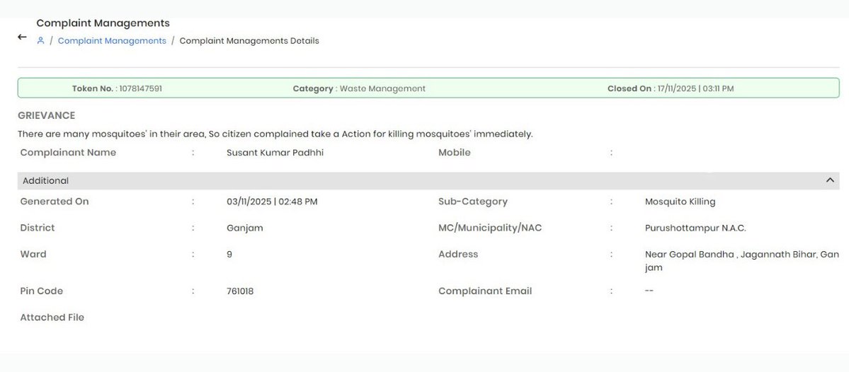 BSCL_BBSR's tweet image. A grievance from Purushottampur N.A.C was efficiently resolved through Sahara Sathi 1929, Odisha’s 24×7 citizen helpline.
#SaharaSathi1929 #CitizenFirst