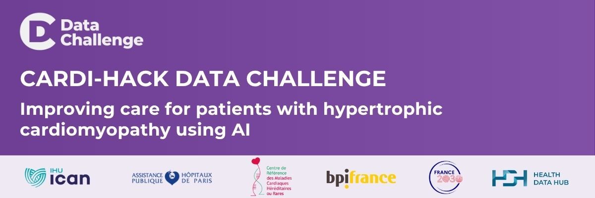 HealthDataHub's tweet image. ⏳ There’s still time to join the CardI-HACK #DataChallenge!
@ICAN_Institute invites you to build an #AI model to predict the prognosis and severity of hypertrophic cardiomyopathy 🫀
Nearly 200 international teams have already joined the competition, and over 700 models have been…