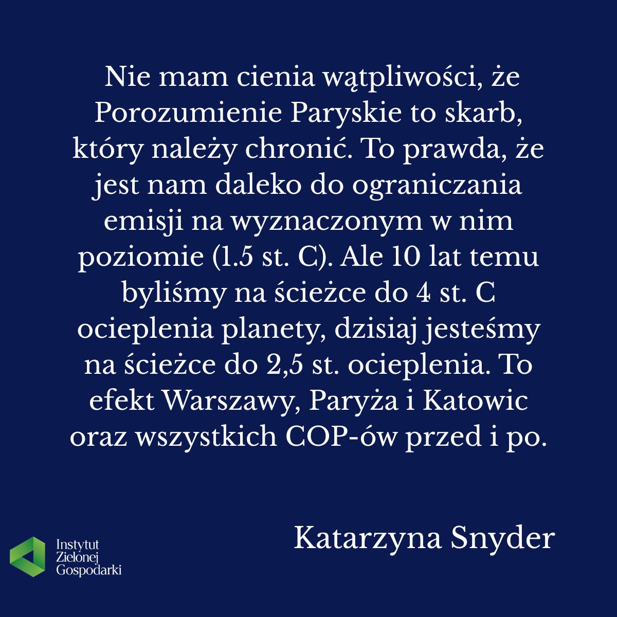 10 lat temu byliśmy na ścieżce do 4 st. C ocieplenia planety, dzisiaj jesteśmy na ścieżce do 2,5 st. ocieplenia. To efekt Warszawy, Paryża i Katowic oraz wszystkich COP-ów przed i po - mówi Katarzyna Snyder.

onet.pl/informacje/smo…