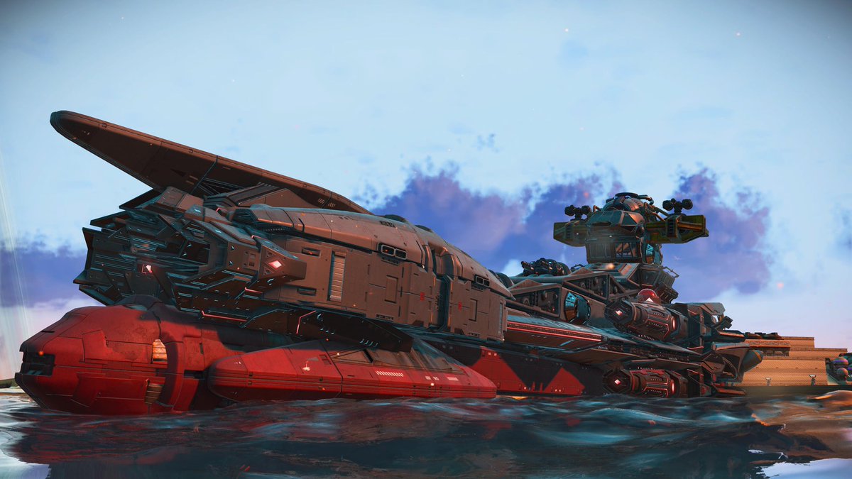 戦艦を作ってみたものの...うーん😅
うっかりアクアジェットのテクノロジー積み忘れて浅瀬で座礁(笑)
#NoMansSky 
#ノーマンズスカイ