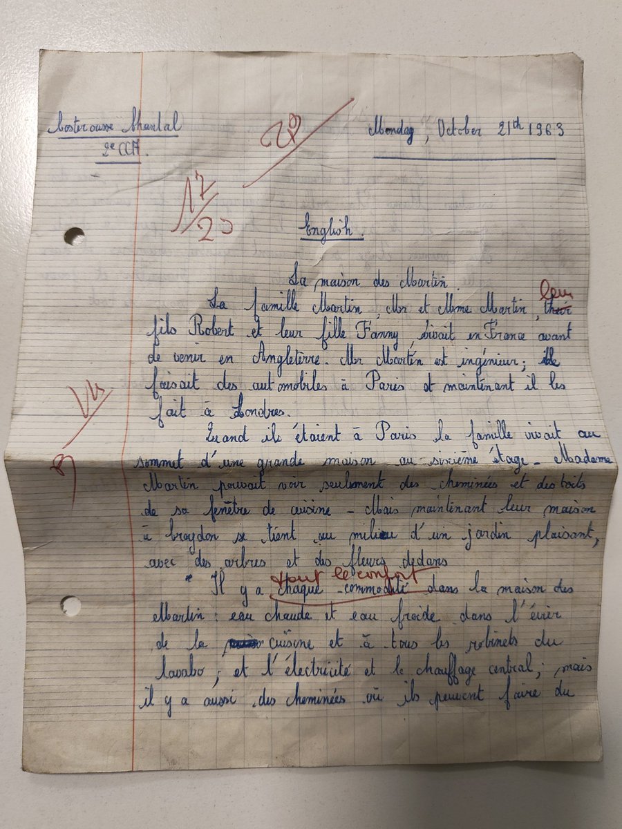 Ce devoir a patienté 62 ans que je le trouve sous le plancher de la maison 🙏