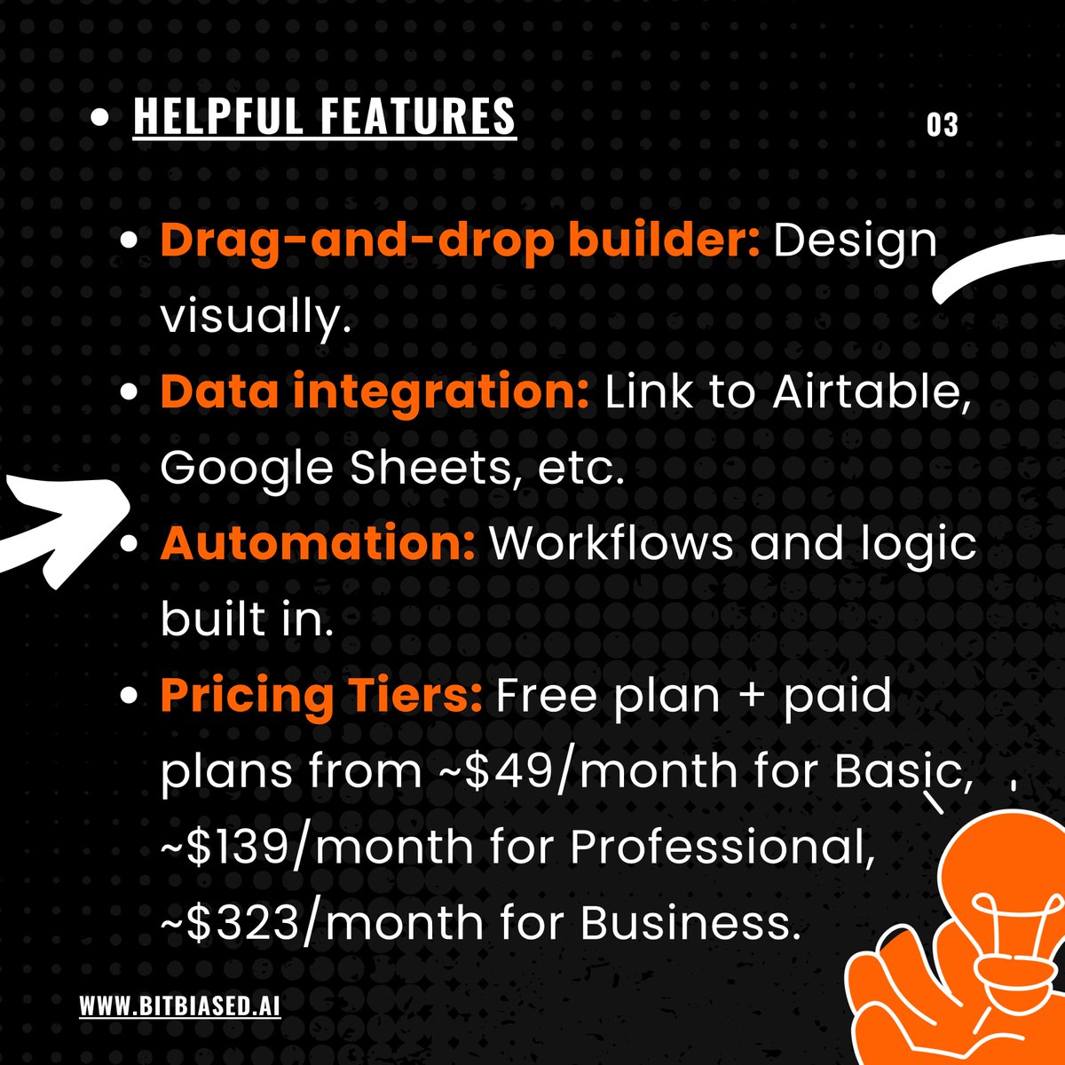 BitBiasedAI's tweet image. ⚡ Build web apps, portals, and dashboards without writing a single line of code.
With Softr, anyone can turn data from Sheets, Notion, or Airtable into powerful, automated apps, visually.

#Softr #NoCodeTools #AppBuilder #Automation #BitBiasedAI