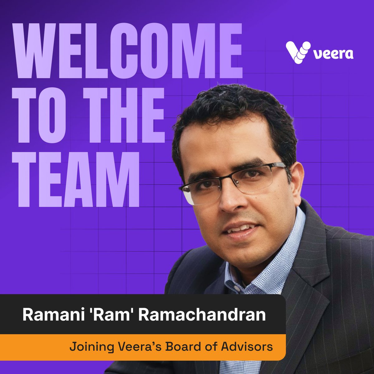 On_Veera's tweet image. We’re excited to announce that Ramani Ramachandran (@cryptoman_ram) is joining Veera’s Board of Advisors. Ram is the Co-Founder &amp;amp; CEO of @RouterProtocol and @_Dfyn, and an advisor at the VC fund @hash3xyz. 

With a long-standing track record as a pioneer in DeFi, low-latency…