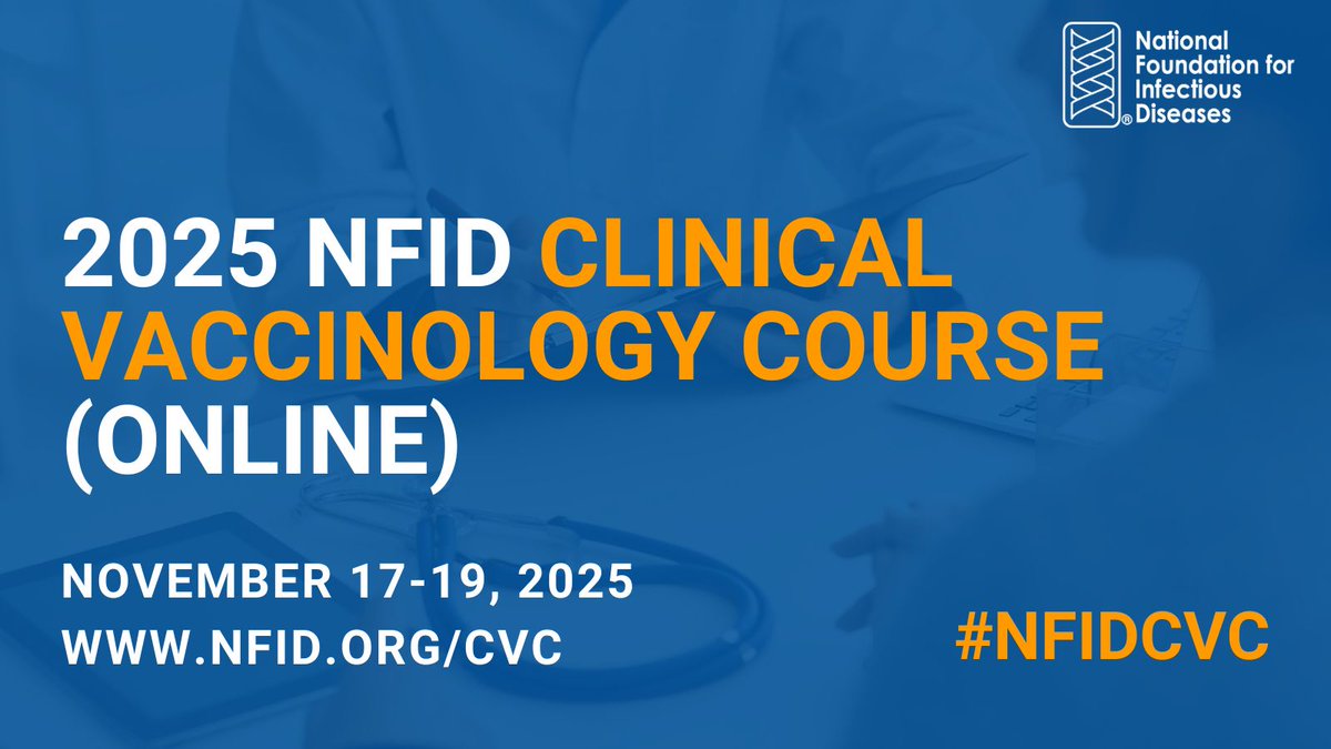 Live 2025 NFID Clinical Vaccinology Course starts in 1️⃣ hour! 

Join the conversation by sharing your favorite insights and using #NFIDCVC. Which session are you looking forward to watching?