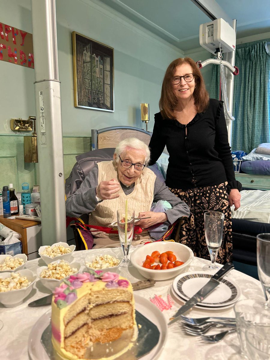 JaneGerson's tweet image. My 104 yr old dad at a small family birthday tea for me yesterday 🥂