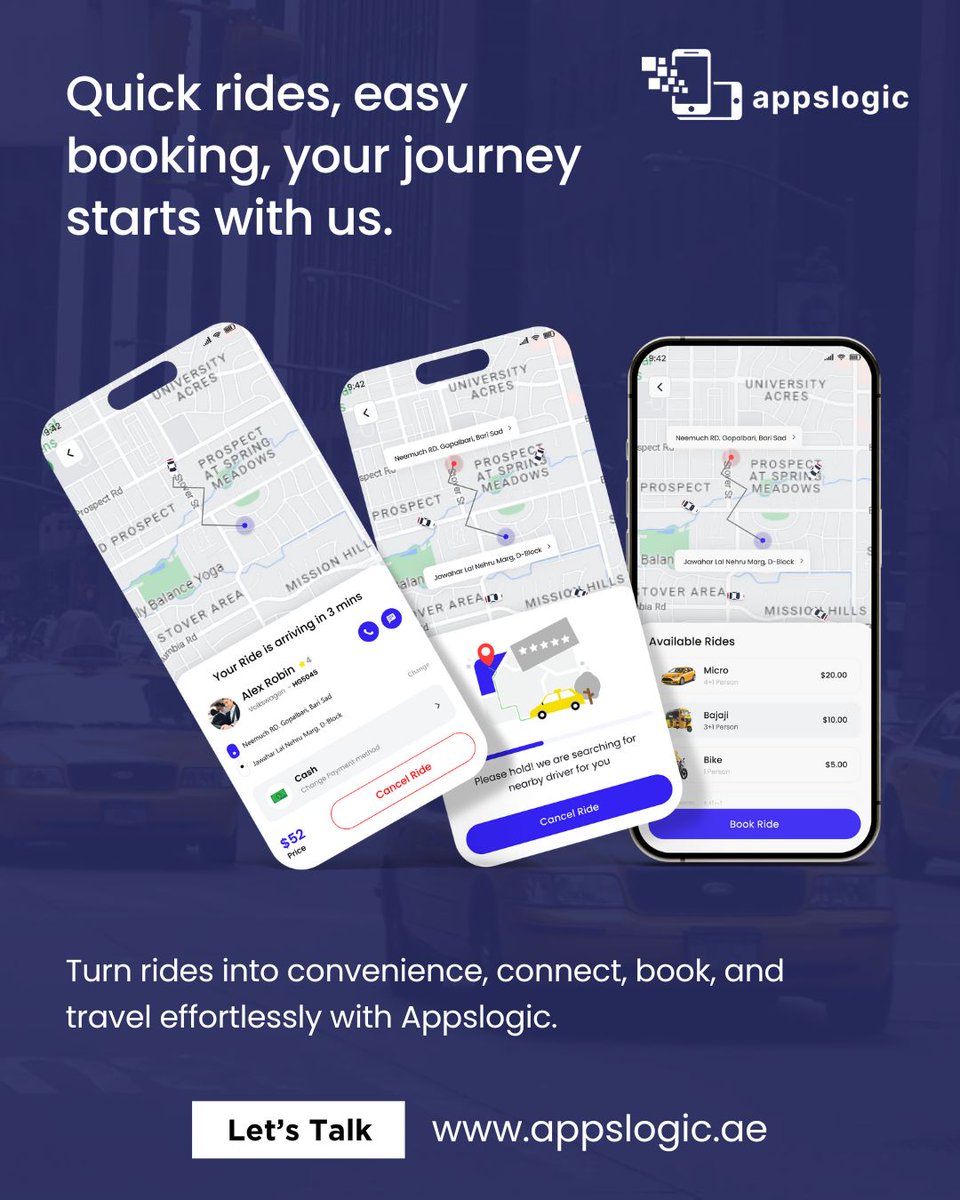 AppsLogicUAE's tweet image. Need a smarter way to ride?
From seamless booking to real-time tracking, AppsLogic transforms travel into a smooth, stress-free experience.
 appslogic.ae

#AppsLogic #RideBookingApp #TaxiAppDevelopment #RideHailingApp #CabBookingApp #TransportApp #MobilitySolutions
