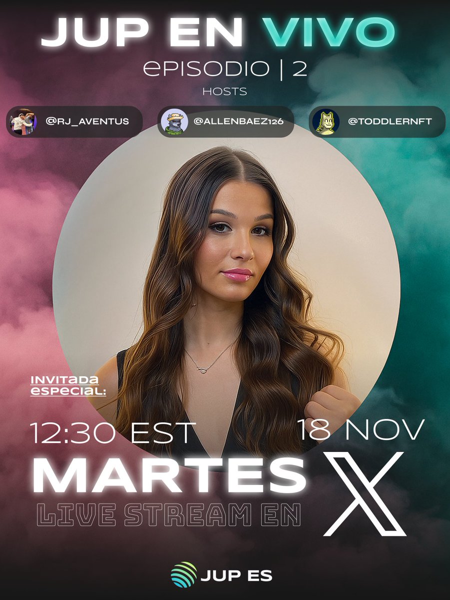 ¡BUENA SEMANA A TODOS!

Porque nosotros también partimos con TODO… 👀🔥

Esta semana viene GRANDE para <a href="/JUPspanish/">JUP en Español 🪐</a>

¡El martes tenemos de invitada especial a <a href="/NFTMuse_/">MUSE</a>  para un live imperdible!

Prepárense, en JUP en Español estamos ACTIVOS!

<a href="/jup_uplink/">Jupiter Uplink</a> <a href="/JUPCommunity/">Jupiter Community</a>