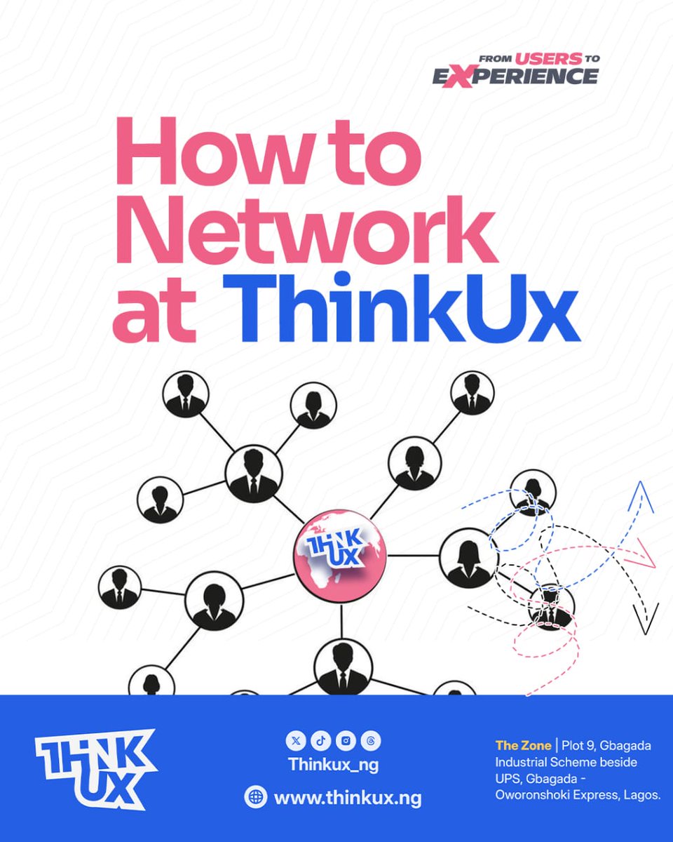 thinkUX_ng's tweet image. That designer, mentor, founder, or client you’ve been eyeing online?
They might be standing right next to you at #ThinkUX!

Swipe for some quick networking tips.😋

Tickets are still FREE and available at thinkux.ng/get-tickets.

Tag a friend and say &quot;See you at #ThinkUX&quot;