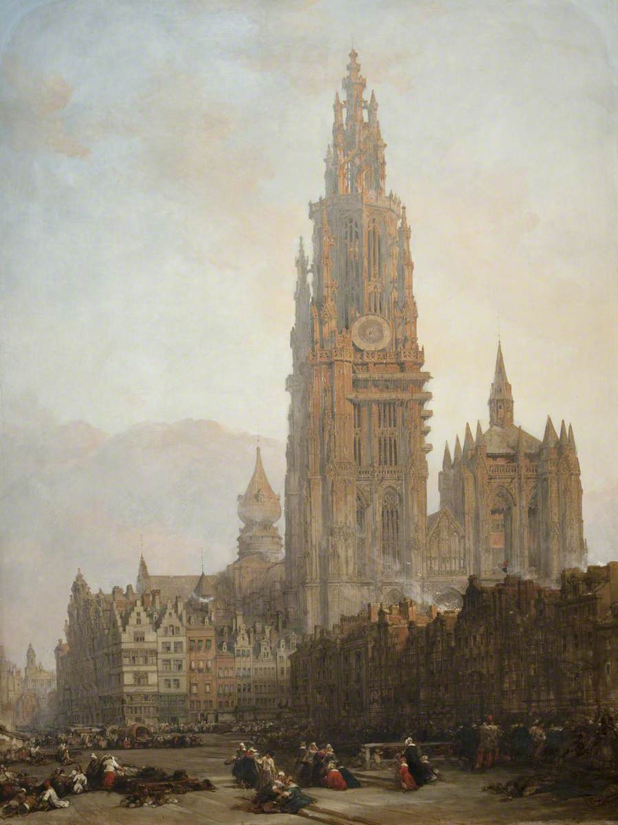 HistoriaJack's tweet photo. Antwerp Cathedral by David Roberts https://t.co/0HatdvqdR0