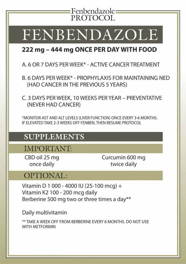 _Ivermectincure's tweet photo. 🧬FENBENDAZOLE - JOE TIPPENS PROTOCOL - IS THE BEST BROAD SPECTRUM PARASITES DEWORMER AND PARASITES CLEANSE - AND CANCER TREATMENT.

This Protocol is Fantastic! Along With Fenbendazole, Ivermectin Has Also Been Found to Have Anti-cancer Properties.   Another Natural Approach is Baking Soda (Sodium Bicarbonate), Which Can Help Alkalize the Body and Fight Cancer.

#Fenbendazole #cancercures #CancerResearch #Ivermectin