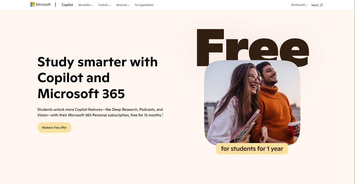 TechKard's tweet image. #Microsoft 365 Personal W/ Copilot Is Now Free for Students for 1Yr.

Grab here:sovrn.co/1fuy97r

Sign in with your Microsoft account (you can use a .edu or personal email).
You will receive an email w/in 24 hrs w/ the offer details.

#Microsoft365 (theory must be tested)
