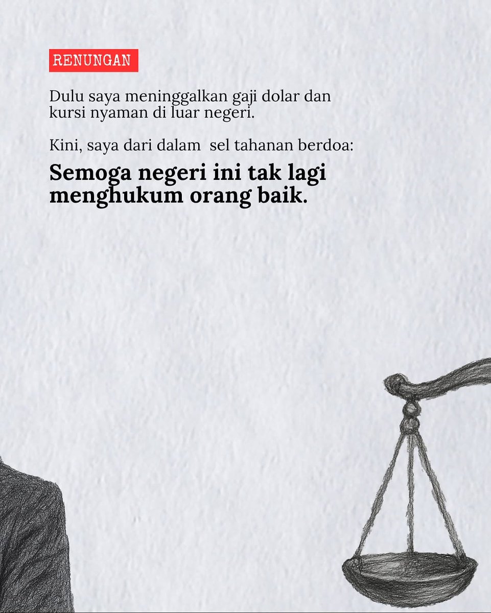 Ari3Pras's tweet image. Bagaimana negeri ini mau mewujudkan Indonesia Emas, jika orang jujur, pintar dan tegak lurus mengabdi utk membangun negeri justru dikriminalisasi.

Setelah kasus Tom Lembong, kasus kriminalisasi dialami mantan Dirut ASDP.