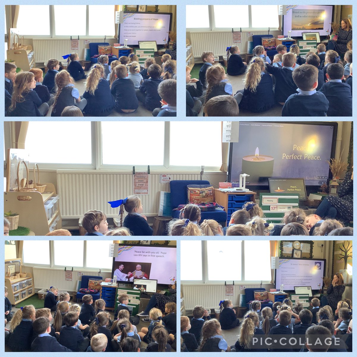 In Collective Worship we used the power of prayer to pray for peace along with other children in the local area.