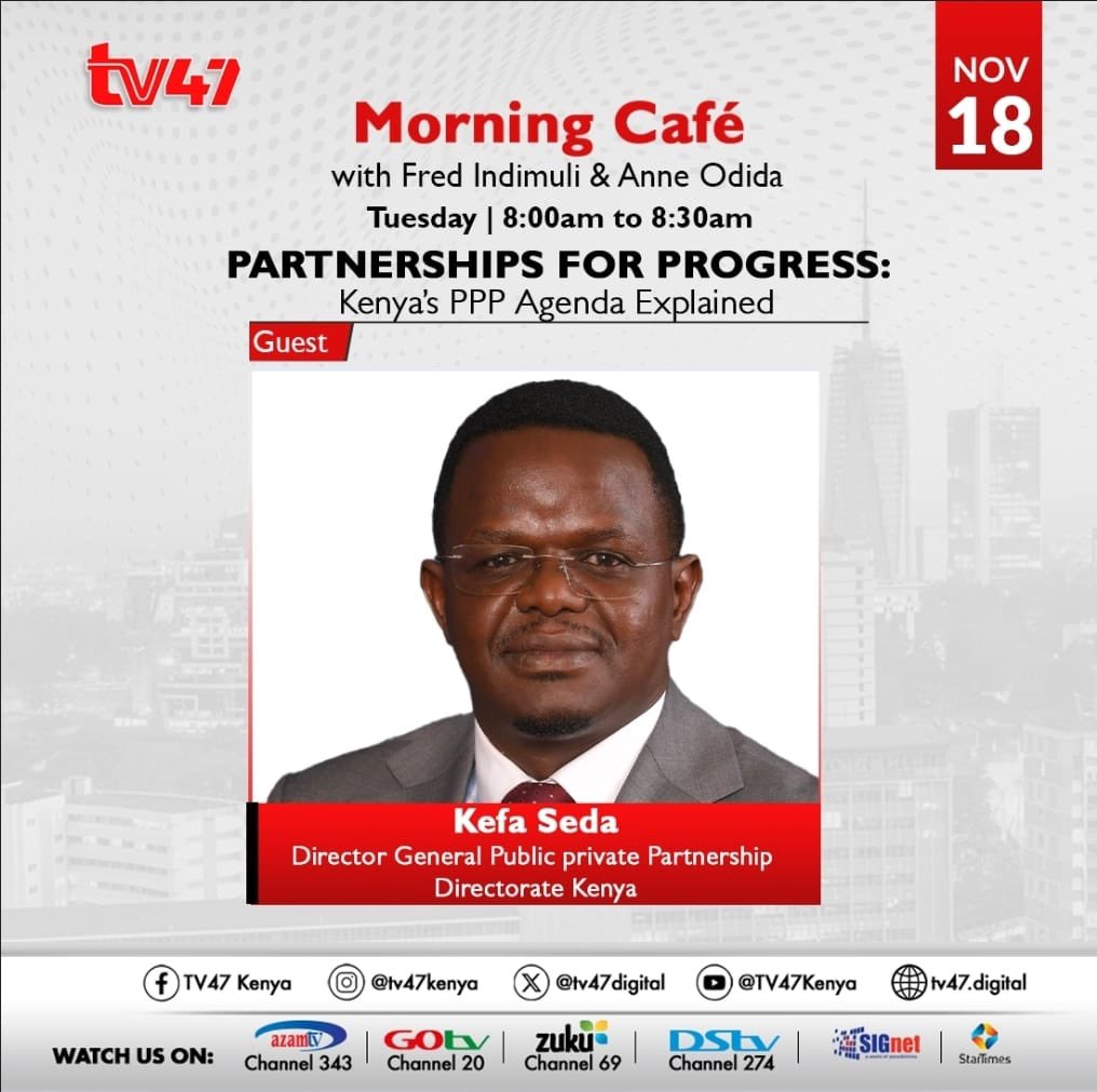 Driving Kenya’s infrastructure transformation requires clarity, credibility and consistent public engagement. Tomorrow morning, I will be on <a href="/tv47news/">TV47</a> Morning Café to unpack the country’s Public–Private Partnership agenda, outlining how well-structured PPPs are accelerating