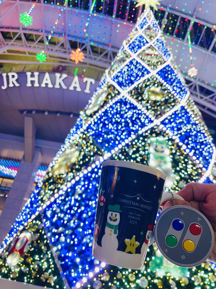 博多駅のクリスマスマーケット🎄マリオのマグカップ可愛い。しかし