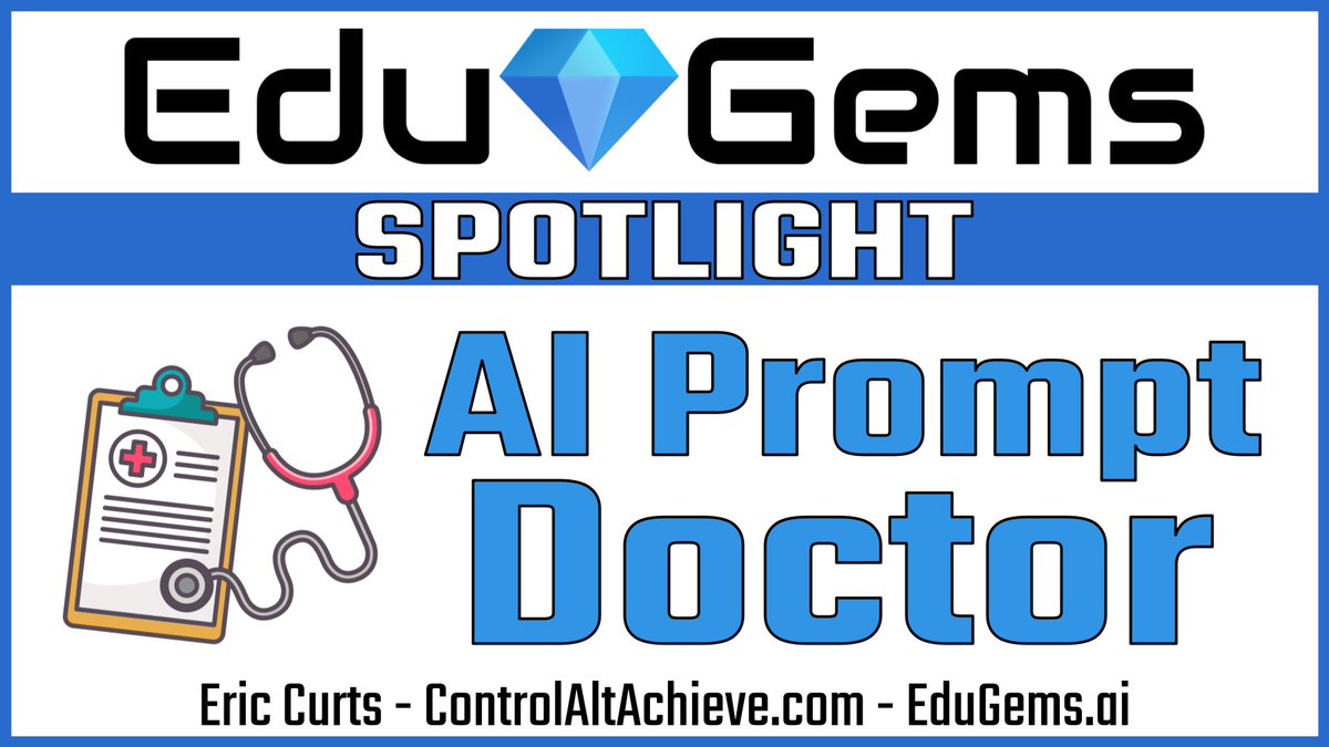 ericcurts's tweet image. 💎 New EduGem: edugems.ai/gem/ai-prompt-…
💊 AI Prompt Doctor - Analyze, diagnose, and improve your existing AI prompts to ensure they are clear, effective, and aligned with your goals

#EduGems #EdTech #Gemini #GoogleEDU @GoogleForEdu @GeminiApp