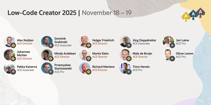 oracleace's tweet image. ⚡️ Discover the future of development at Low-Code Creator 2025—Nov 18–19!
Join #OracleACE experts and industry leaders in Nuremberg for two days focused on accelerating software development and lowering barriers with low-code and no-code solutions.

Event info &amp;amp; registration 👉…