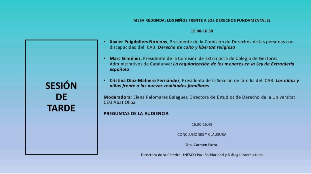 Aterrizando en BCN para asistir a la XI Jornada de los Derechos del niño @Cátedra UNESCO Abat Oliba