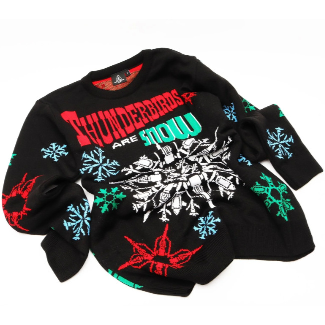RetroToGo's tweet image. Not a new idea, but the Thunderbirds Are Snow Christmas Jumper is a new design for 2025 if you want to show your love for the cult classic in the office or on the big day. bit.ly/4pdnAbv