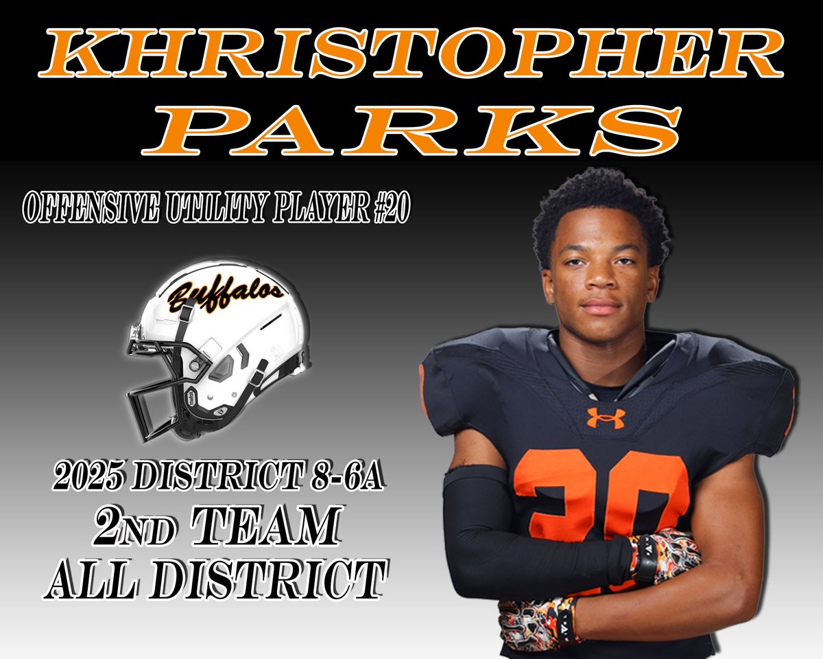 Coach_JWTucker's tweet photo. Congratulations to KJ Parks!
He made the All District 2nd Team for 8-6A as Utility Offensive Player for 2025. #HaltomFamily @HHSBuffNation @FootballHaltom https://t.co/TTqldrbufH