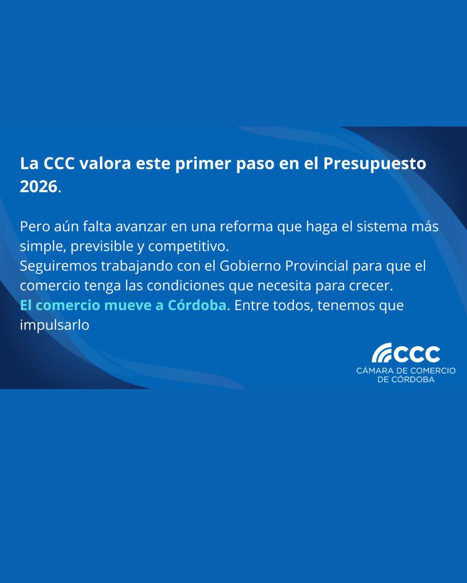 📣🏛️ La CCC celebra la reducción impositiva anunciada por el gobernador <a href="/MartinLlaryora/">Martín Llaryora</a> 
✔️ Ingresos Brutos: se reduce la alícuota en 1% para comercios que facturan hasta $88 millones anuales.
✔️ Se impulsa el desarrollo del Comercio de Córdoba, especialmente el de cercanía🤝