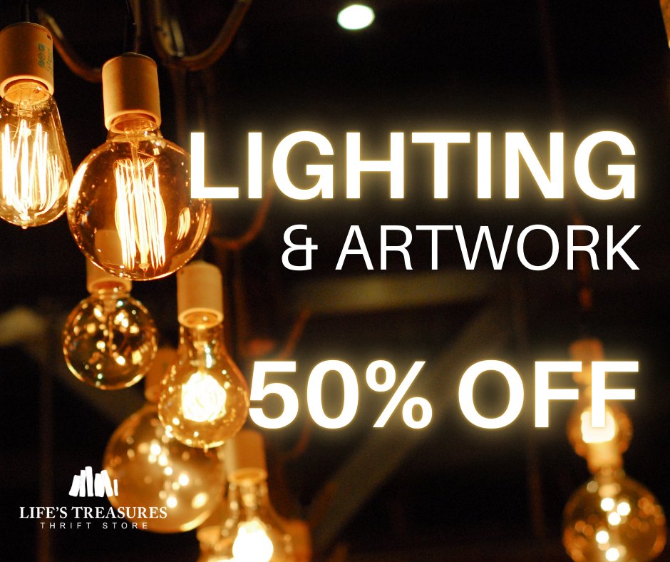 LT_Thrift's tweet image. Find treasures to brighten and beautify your home at our 50% off Lighting &amp;amp; Artwork Sale!💡🖼️Today and tomorrow at all locations! 11/17-11/18

#thrift #thriftingcommunity #nonprofitthrift #hospicethrift