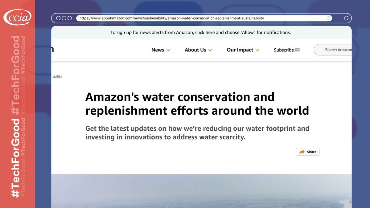 ccianet's tweet image. U.S. tech companies are a force for environmental good. @awscloud’s water stewardship initiatives are returning water to communities and nature, proving tech is a part of the climate solution. #TechForGood 1/2