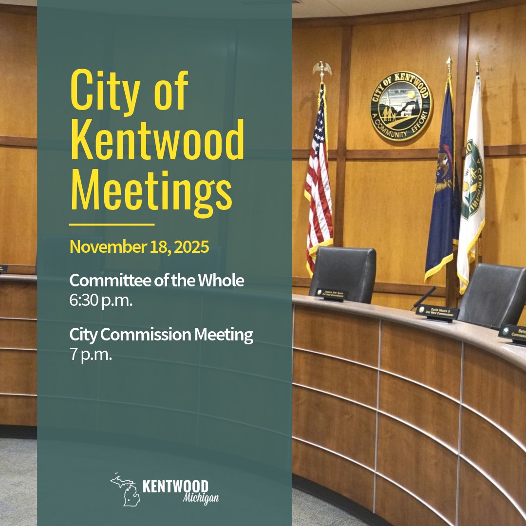 Ever wanted to get involved more with your city, or wanted to learn how decisions are made that impact your community? Come check out a City Commission meeting!

Information about this week's meetings kentwood.us/meetings.

#CityofKentwood #CityCommissionMeetings