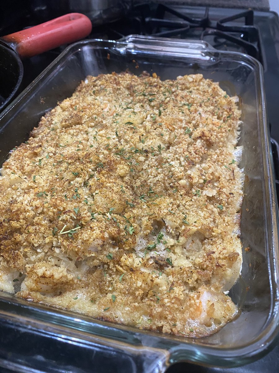 monkeyg50's tweet image. Baked cod seafood stuffing shrimp scallops and crab