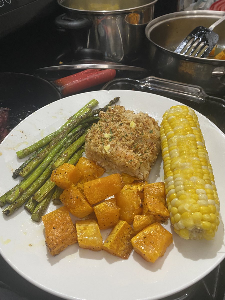 monkeyg50's tweet image. Baked cod seafood stuffing shrimp scallops and crab