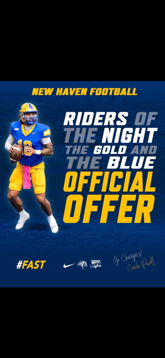 #SoBlessed To receive a offer from <a href="/UNewHavenFB/">New Haven Football</a> <a href="/coach_pow/">Mark Powell</a> <a href="/GuilfoyleCoach/">Ryan Guilfoyle</a> <a href="/CoachMikeDay/">Michael Day</a>   <a href="/BALLERSCHOICE1/">BALLERS CHOICE LLC</a>
<a href="/HOTLISTCAMPS/">HotListMega Camps</a> 
<a href="/SWiltfong_/">Steve Wiltfong</a> <a href="/TOTAL_ATHLETE/">Total Athlete</a>
<a href="/adamgorney/">Adam Gorney</a> <a href="/samspiegs/">Sam Spiegelman</a> <a href="/TomLoy247/">Tom Loy</a> <a href="/JohnGarcia_Jr/">John Garcia, Jr.</a> <a href="/LemmingReport/">Tom Lemming</a> <a href="/Rivals/">Rivals</a> <a href="/CoachWill850/">Coach Will</a> <a href="/ErikRichardsUSA/">Erik Richards</a> 
<a href="/UpNextCoaches/">UpNext | Coaches</a>