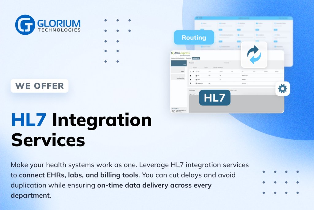 Glorium_Tech's tweet image. 🚑 Seamless Healthcare Connectivity with HL7

Healthcare systems generate massive amounts of data — patient records, lab results, monitoring devices, and more. At Glorium Technologies, we make sure this data flows smoothly with HL7-based integration solutions.

Our services…