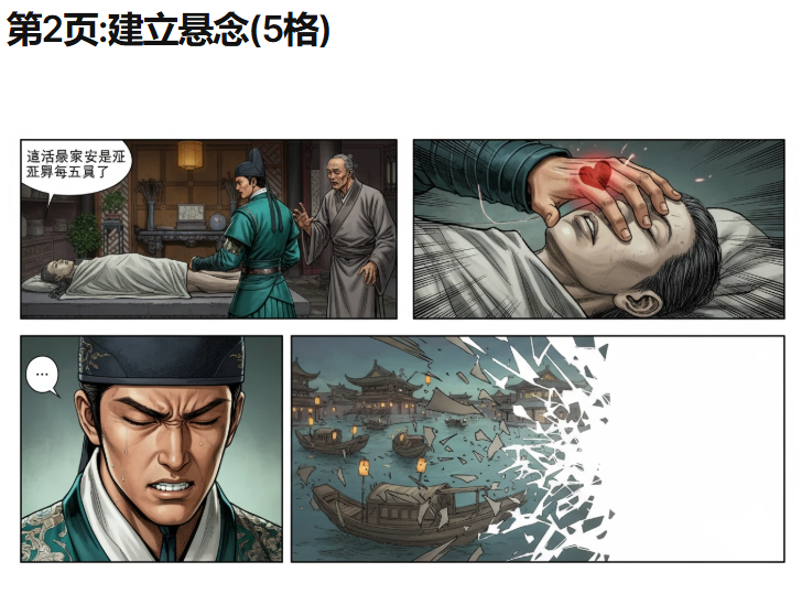 MindfulReturn's tweet photo. wtf, 我把刚写的明代科幻小说，继续用musetai制作漫画书，他居然吭哧吭哧自己写了个分镜脚本，确认后，我选香港黄玉郎风格的，居然还真成了。
这时代，看漫画比单纯文字小说更有传播力啊。