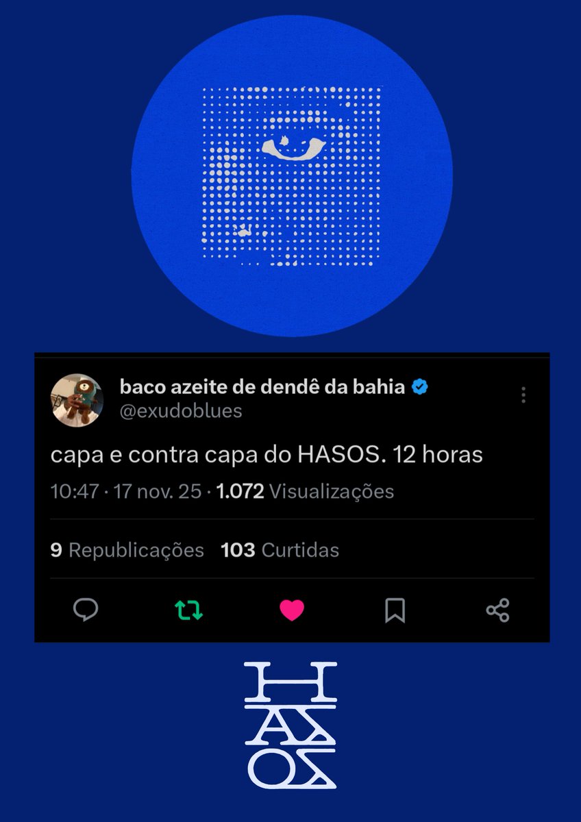 centraldobaco's tweet image. Menos de uma hora pra capa e contra do HASOS ser entregue ao mundo 🐻💙
#bacoexudoblues #999 #hasos #exudoblues #fyp