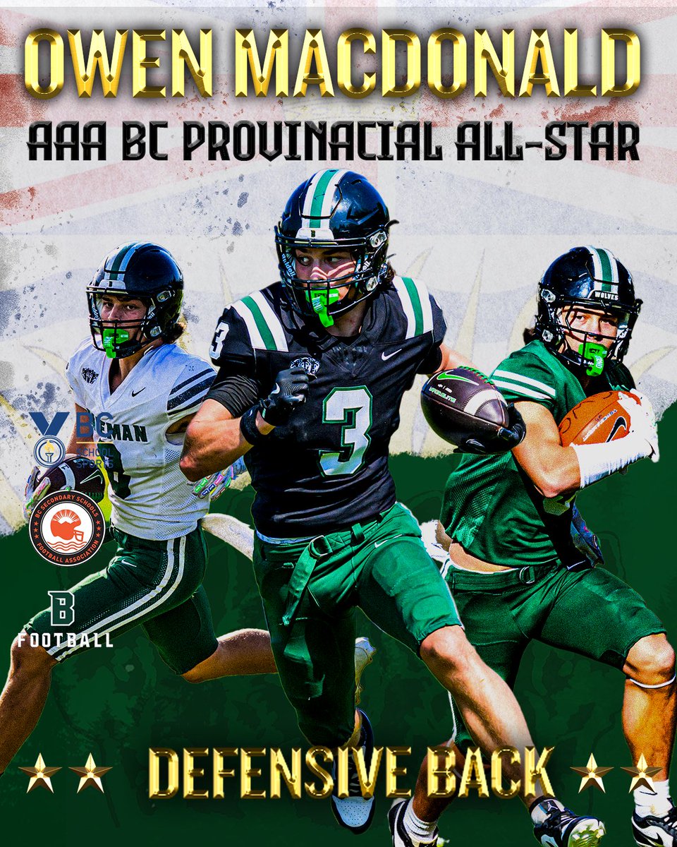 Owen had a fantastic year and showed why he is one of the top safeties in the province. Owen is a physical tackler, lead the team in interceptions, and can play in the box or the deep area of the field.
<a href="/NoflyOmac/">owen macdonald</a> <a href="/BCHSFB/">BC HS Football</a> <a href="/BenLypka/">Ben Lypka</a>